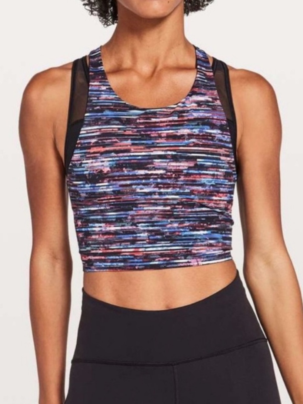 Lululemon Break Free Cropped Layered Tank Top Sports Bra size 6 Multicolor/Black